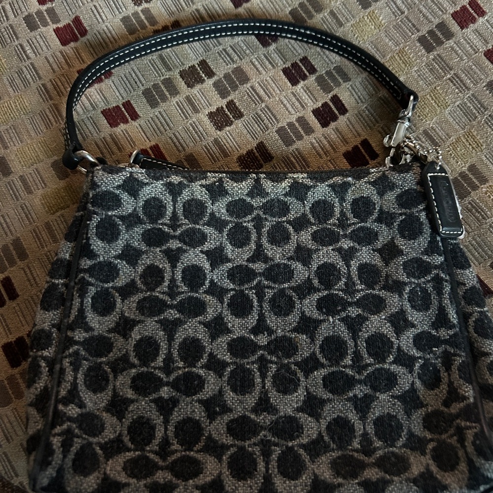 Coach Vintage Wool Mini Black and Gray Signature Bag - Picture 2 of 11